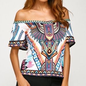 Off the shoulder multicolor top